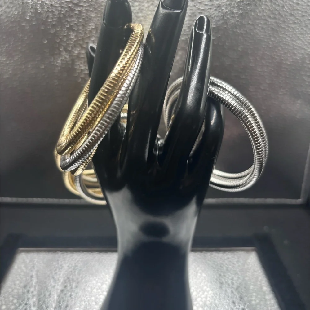 Elegant Gold and Silver Stretchy Bangles